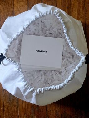 (Set Of 5) Chanel White Drawstring Dust Bag with Card